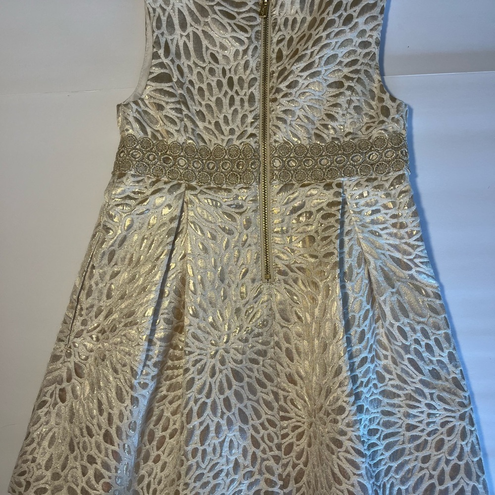 Lilly Pulitzer Girls Dress Gold Abrianna Jacquard 3T Special Occasion NWT - Picture 3 of 4